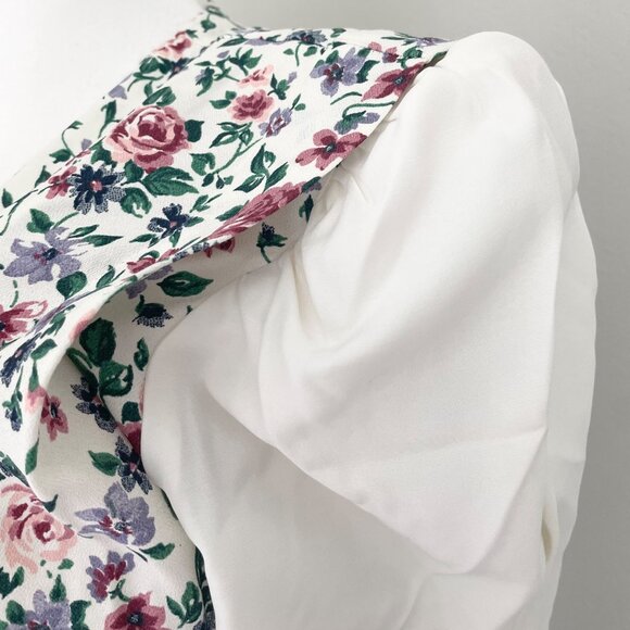 R.J. Stevens Vintage 80s Floral Cottagecore Secretary Dress With Puff Sleeves - Picture 4 of 10